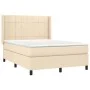 Box spring bed with cream fabric mattress 140x200 cm by vidaXL, Beds and slatted bases - Ref: Foro24-3131438, Price: 494,89 €...