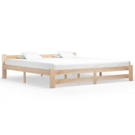 Estructura de cama sin colchón madera maciza de pino 200x200 cm Estructura de cama sin colchón madera maciza de pino 200x200 cm