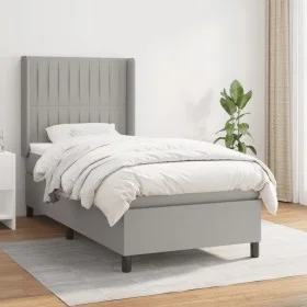 Box spring bed with light gray fabric mattress 90x190 cm by vidaXL, Beds and slatted bases - Ref: Foro24-3131553, Price: 316,...