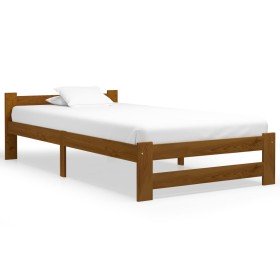 Estructura cama sin colchón madera pino marrón miel 100x200 cm Estructura cama sin colchón madera pino marrón miel 100x200 cm