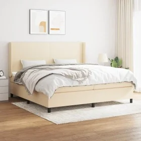 Box spring bed with cream fabric mattress 200x200 cm by vidaXL, Beds and slatted bases - Ref: Foro24-3131302, Price: 625,10 €...