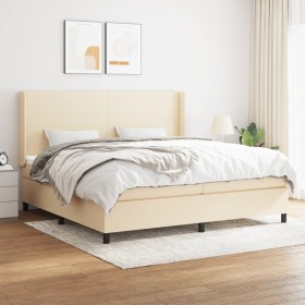 Cama box spring con colchón tela color crema 200x200 cm de vidaXL, Camas y somieres - Ref: Foro24-3131302, Precio: 633,52 €, ...