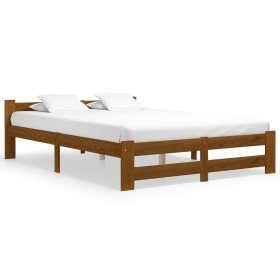 Estructura cama sin colchón madera pino marrón miel 140x200 cm Estructura cama sin colchón madera pino marrón miel 140x200 cm