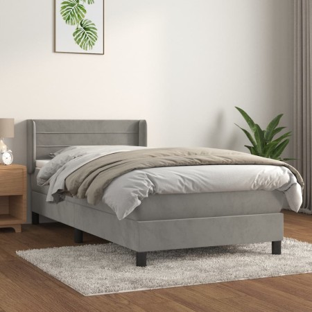 Boxspringbett mit hellgrauer Samtmatratze 90x190 cm von vidaXL, Betten und Lattenroste - Ref: Foro24-3130997, Preis: 298,71 €...