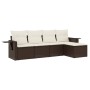 Set comedor de jardín 5 piezas y cojines ratán sintético marrón