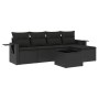 Set de sofás de jardín 6 piezas y cojines ratán sintético negro