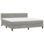 Box spring bed with light gray velvet mattress 160x200 cm by vidaXL, Beds and slatted bases - Ref: Foro24-3131147, Price: 502...