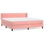 Box spring bed with pink velvet mattress 180x200 cm by vidaXL, Beds and slatted bases - Ref: Foro24-3131098, Price: 492,22 €,...