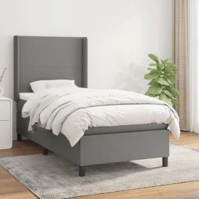 Box spring bed with dark gray fabric mattress 100x200 cm by vidaXL, Beds and slatted bases - Ref: Foro24-3131250, Price: 369,...