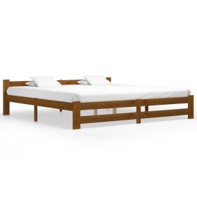 Estructura cama sin colchón madera pino marrón miel 200x200 cm en Camas y somieres | Comprar online en Foro24