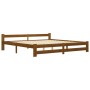 Estructura cama sin colchón madera pino marrón miel 200x200 cm