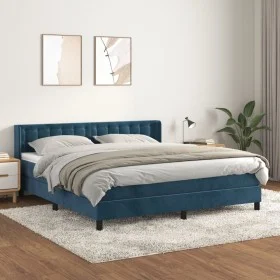Cama box spring con colchón terciopelo azul oscuro 180x200 cm de vidaXL, Camas y somieres - Ref: Foro24-3131217, Precio: 565,...