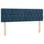Cama box spring con colchón terciopelo azul oscuro 140x200 cm