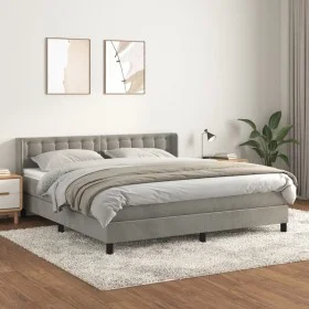 Cama box spring con colchón terciopelo gris claro 180x200 cm de vidaXL, Camas y somieres - Ref: Foro24-3131213, Precio: 518,2...
