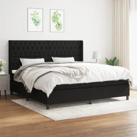Box spring bed with black fabric mattress 200x200 cm by vidaXL, Beds and slatted bases - Ref: Foro24-3131699, Price: 695,34 €...