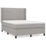 Box spring bed with light gray fabric mattress 140x190 cm by vidaXL, Beds and slatted bases - Ref: Foro24-3131425, Price: 522...