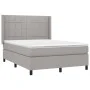 Box spring bed with light gray fabric mattress 140x190 cm by vidaXL, Beds and slatted bases - Ref: Foro24-3131425, Price: 522...