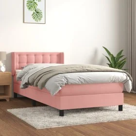 Box spring bed with pink velvet mattress 100x200 cm by vidaXL, Beds and slatted bases - Ref: Foro24-3131188, Price: 305,37 €,...