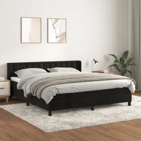 Box spring bed with black velvet mattress 160x200 cm by vidaXL, Beds and slatted bases - Ref: Foro24-3131209, Price: 490,45 €...
