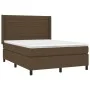 Cama box spring con colchón tela marrón oscuro 140x200 cm de vidaXL, Camas y somieres - Ref: Foro24-3131516, Precio: 503,36 €...