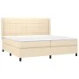 Box spring bed with cream fabric mattress 200x200 cm by vidaXL, Beds and slatted bases - Ref: Foro24-3131462, Price: 608,93 €...