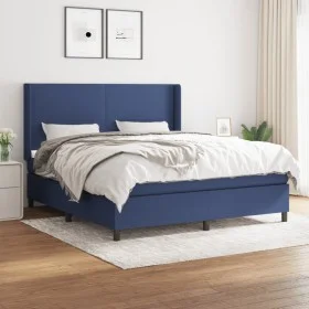 Box spring bed with blue fabric mattress 160x200 cm by vidaXL, Beds and slatted bases - Ref: Foro24-3131287, Price: 563,12 €,...