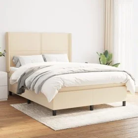 Box spring bed with cream fabric mattress 140x200 cm by vidaXL, Beds and slatted bases - Ref: Foro24-3131358, Price: 478,89 €...