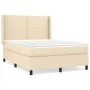 Box spring bed with cream fabric mattress 140x200 cm by vidaXL, Beds and slatted bases - Ref: Foro24-3131358, Price: 478,89 €...