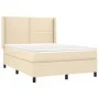 Box spring bed with cream fabric mattress 140x200 cm by vidaXL, Beds and slatted bases - Ref: Foro24-3131358, Price: 478,89 €...