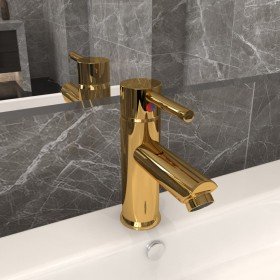 Grifo para lavabo de baño acabado dorado 130x176 mm