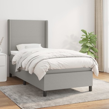 Box spring bed with light gray fabric mattress 100x200 cm by vidaXL, Beds and slatted bases - Ref: Foro24-3131249, Price: 352...