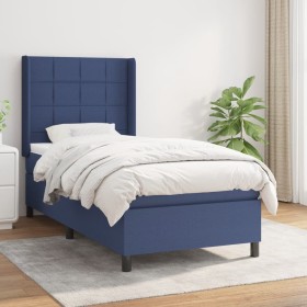Box spring bed with blue fabric mattress 100x200 cm by vidaXL, Beds and slatted bases - Ref: Foro24-3131415, Price: 383,19 €,...