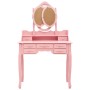 Tocador con taburete y espejo triple plegable rosa de vidaXL, Tocadores para dormitorios - Ref: Foro24-289327, Precio: 174,85...