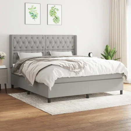 Box spring bed with light gray fabric mattress 160x200 cm by vidaXL, Beds and slatted bases - Ref: Foro24-3131681, Price: 582...