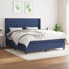 Box spring bed with blue fabric mattress 160x200 cm by vidaXL, Beds and slatted bases - Ref: Foro24-3131687, Price: 583,28 €,...