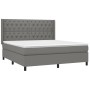 Cama box spring con colchón tela gris oscuro 160x200 cm