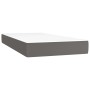 Cama box spring con colchón cuero sintético gris 90x190 cm