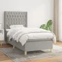 Box spring bed with light gray fabric mattress 90x200 cm by vidaXL, Beds and slatted bases - Ref: Foro24-3132201, Price: 332,...