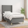 Cama box spring con colchón tela gris oscuro 80x200 cm