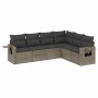 Set de muebles de jardín 6 pzas y cojines ratán sintético gris
