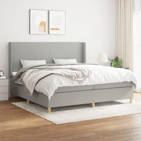 Box spring bed with light gray fabric mattress 200x200 cm by vidaXL, Beds and slatted bases - Ref: Foro24-3131857, Price: 648...