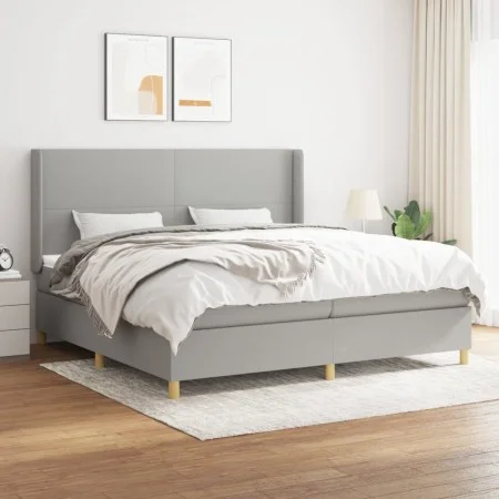 Cama box spring con colchón tela gris claro 200x200 cm de vidaXL, Camas y somieres - Ref: Foro24-3131857, Precio: 648,03 €, D...