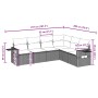 Set sofás de jardín 6 piezas y cojines ratán sintético marrón