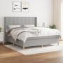 Cama box spring con colchón tela gris claro 160x200 cm