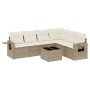 Set sofás de jardín 7 piezas y cojines ratán sintético beige