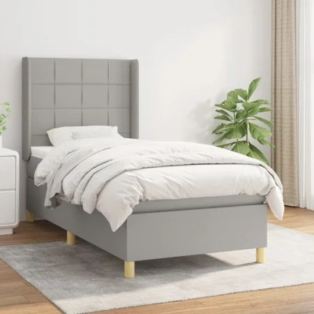 Box spring bed with light gray fabric mattress 100x200 cm by vidaXL, Beds and slatted bases - Ref: Foro24-3131969, Price: 350...