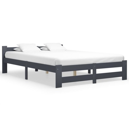 Estructura cama sin colchón madera pino gris oscuro 140x200 cm