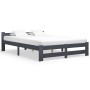 Estructura cama sin colchón madera pino gris oscuro 140x200 cm