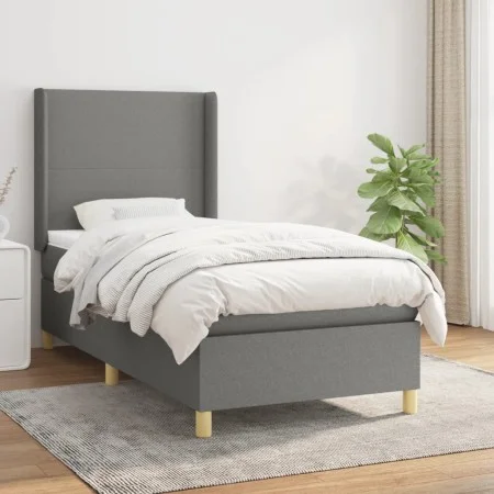 Box spring bed with dark gray fabric mattress 90x190 cm by vidaXL, Beds and slatted bases - Ref: Foro24-3131794, Price: 332,2...