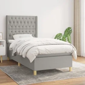 Box spring bed with light gray fabric mattress 100x200 cm by vidaXL, Beds and slatted bases - Ref: Foro24-3132209, Price: 351...